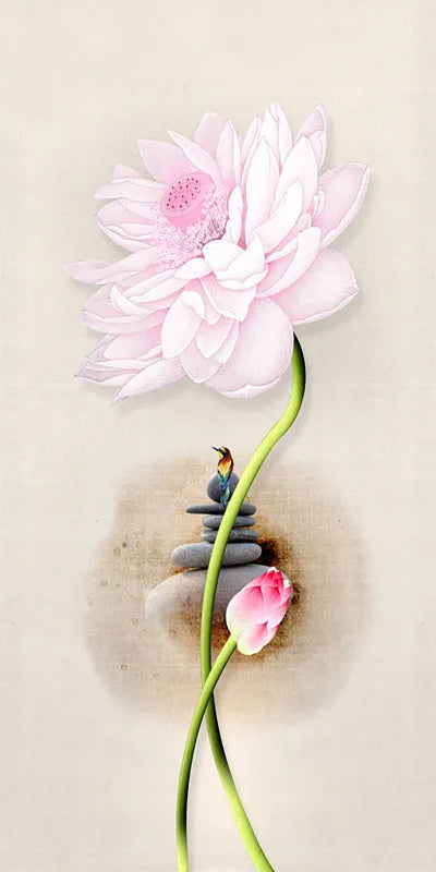 Stained Glass Door Stickers, Opaque Self-Adhesive, Lotus Poster for Kitchen, Bedroom, Bathroom, Customized Size