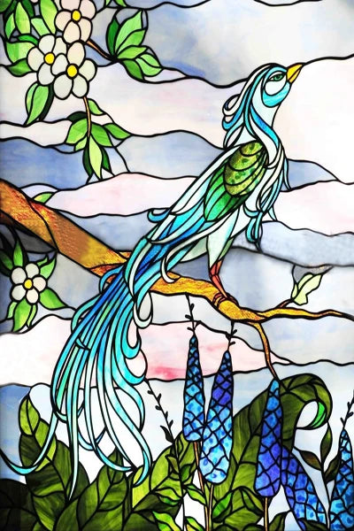 Customized Stained Glass Film Window Films Static Cling Frosted Sticker Tiffany-Style Poster Home Decor Church Peacock Birds