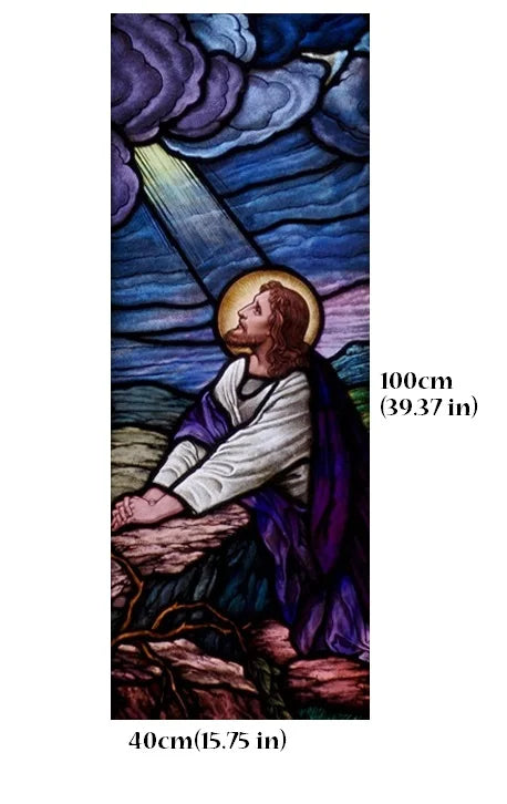 Jesus Christ Stained Glass Films, Frosted Stickers, Sliding Door, Hallway, Shower Room, Home Decoration, Custom Size