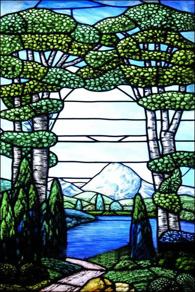 Custom Size Stained Glass Window Film Decorative Frosted Privacy Sticker Non Adhesive Static Cling Removable Retro Village Life