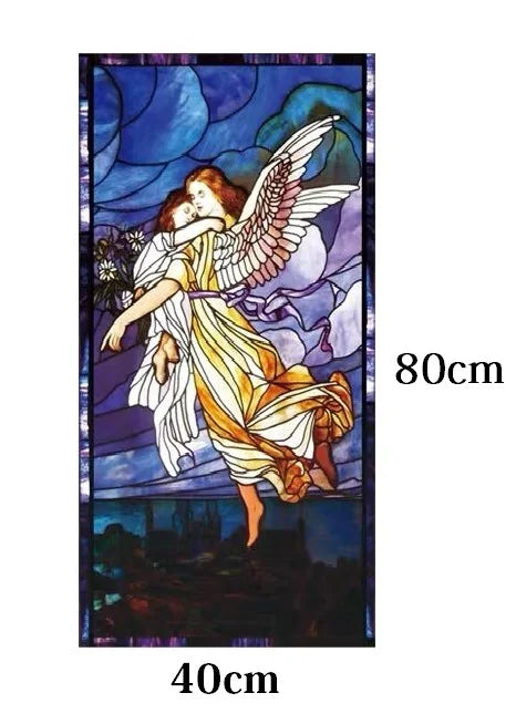 European Church Jesus,Angel Glass Films Stained Window Opaque Frosted Sticker Self Adhesive/Static Cling  Privacy do custom size