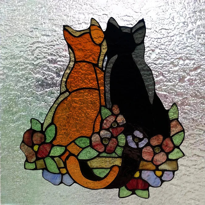 Customized Tiffany Style 3D Stained Glass Window Film,Static Cling Door Sticker,Privacy Frosted Window Decal for Glass Home