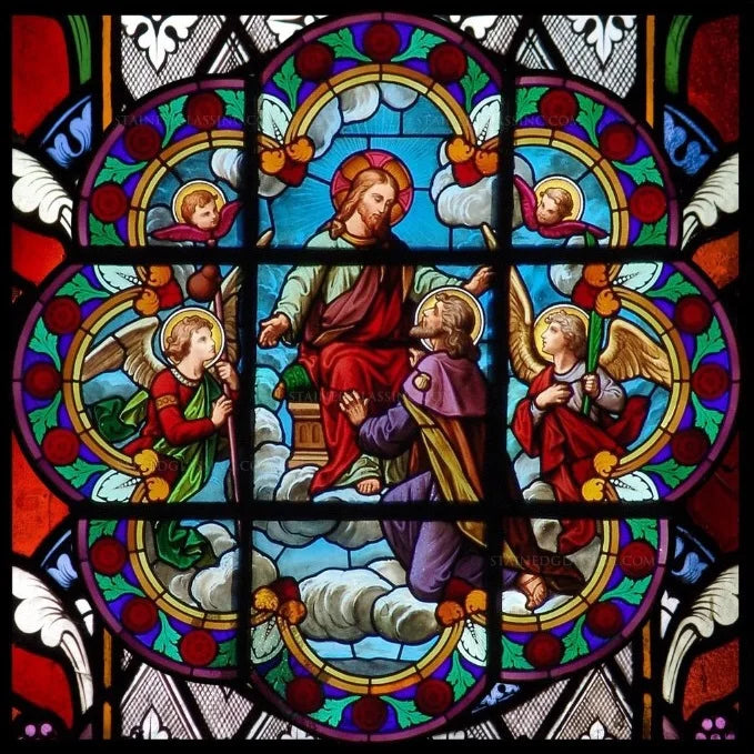 Custom Frosted Stained Glass Window Film,PVC Self-Adhesive Window Films,Retro Church Jesus Decor Foil Stickers, Window Treatment