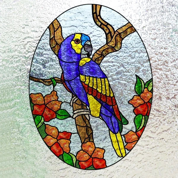 Custom 3D Frosted Stained Glass Window Film, Static Cling,Retro Church Jesus Birds Cat Home Decor Stickers Rose Window Treatment