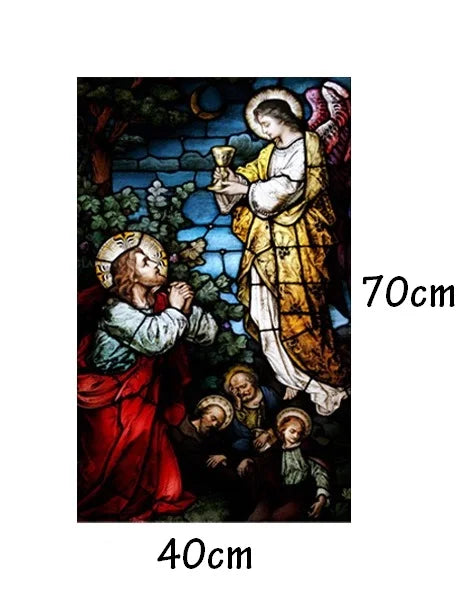 Stained Glass Window Films Decoration Sticker Film Frosted Vinyl For Privacy Window Film Church Jesus