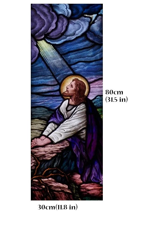 Jesus Christ Stained Glass Films, Frosted Stickers, Sliding Door, Hallway, Shower Room, Home Decoration, Custom Size
