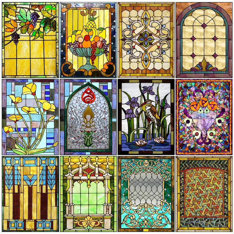 Window Film Frosted Stained Glass Films,Customized Static Cling Sticker,Privacy Protection Reusable Home-Decor Suncatcher