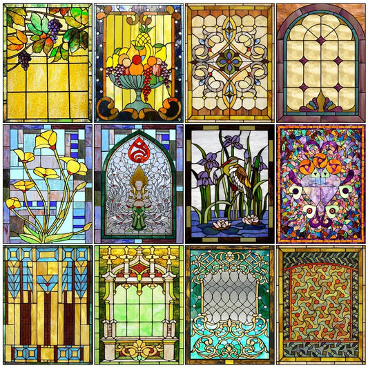 Window Film Frosted Stained Glass Films,Customized Static Cling Sticker,Privacy Protection Reusable Home-Decor Suncatcher