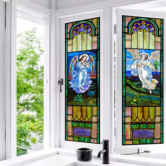 Stained Glass Window Film, Simulated Frosted, Static Cling, Privacy, Door Sticker, Church Jesus Painting, Custom Size