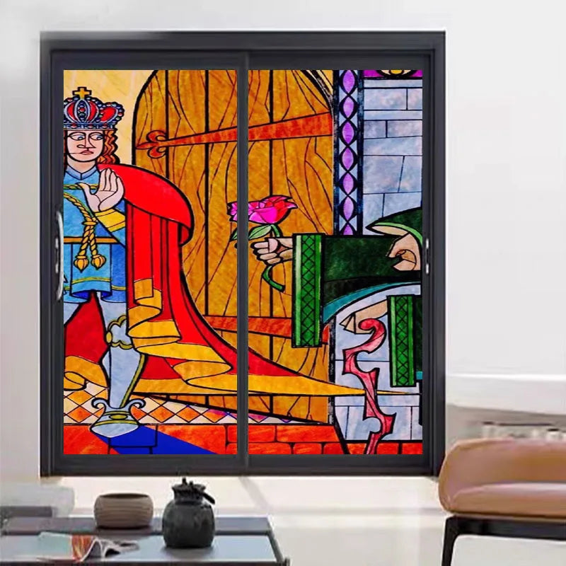 Custom Stained Glass Films Window Film Frosted Sticker Princess Prince For Kids Room Door Light Box Poster Home Decor