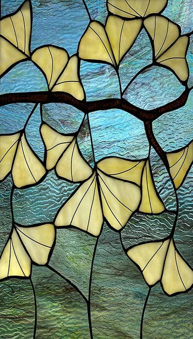 Window Film Stained Glass Films Frosted Static Cling Light-transparent Opaque Privacy Glass Sticker Home Decor Ginkgo Leaf