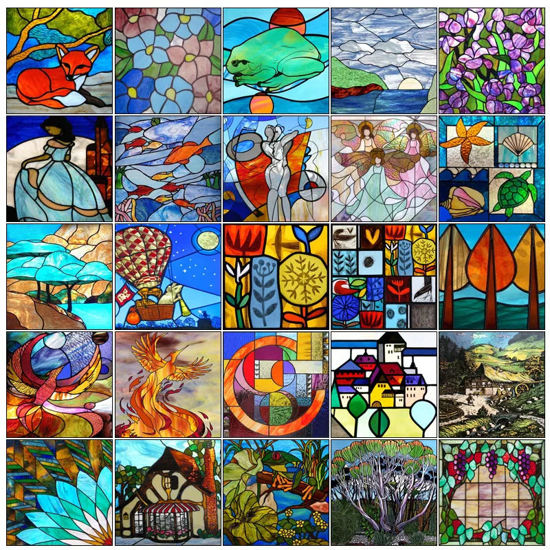 Custom size Window Film Stained Glass Films Frosted Privacy Static Cling Door Stickers Kitchen Bathroom Skylight Decor