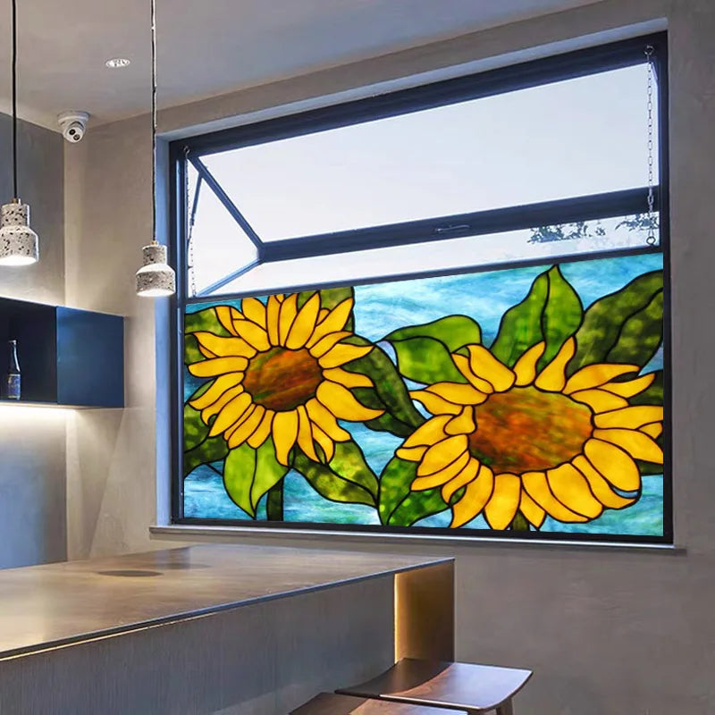 Custom Size Stained Glass Window Film, Frosted Glass Sticker, Kitchen, Kids Room, Door, Bathroom, Home Decor