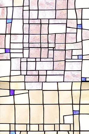 Frosted Stained Glass Window Film, Custom Size Privacy Static Cling, Prairie Style for Kitchen, Bathroom, Office, Skylight