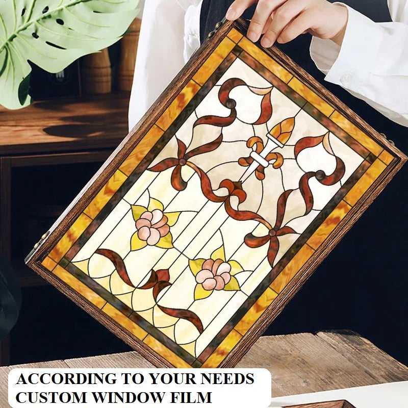 Window Film Frosted Stained Glass Films,Customized Church Home Foil Door Stickers Satic Cling For Bathroom Kitchen Door Skylight