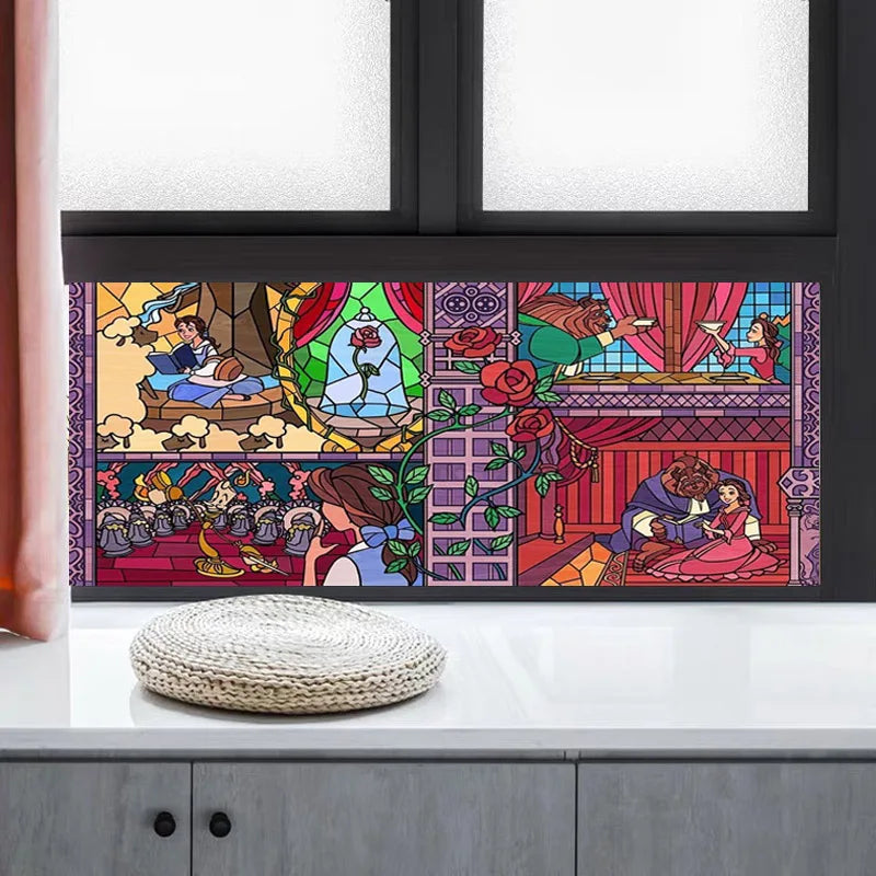 Custom Size Stained Glass Window Film, Frosted Glass Sticker, Kitchen, Kids Room, Door, Bathroom, Home Decor