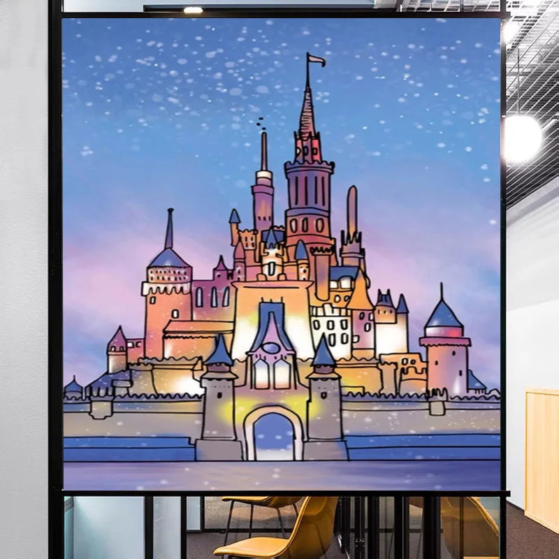 Custom Stained Glass Films Window Film Frosted Sticker Princess Prince For Kids Room Door Light Box Poster Home Decor