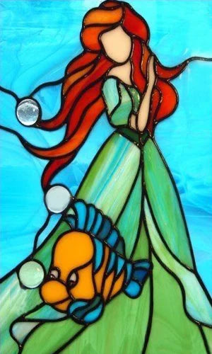 Custom Size Stained Glass Window Film, Static Cling Mermaid /Angel/Jesus Picture For Kitchen Bathroom Bedroom Glass Home Decor