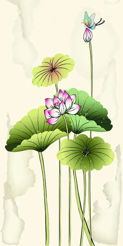 Stained Glass Door Stickers, Opaque Self-Adhesive, Lotus Poster for Kitchen, Bedroom, Bathroom, Customized Size