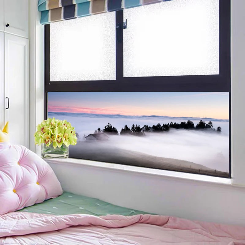 Forest Pattern Glass Films Window Sticker Static Cling Frosted Home Decor Private Tint-Film For Door Window Cabinet Wardrobe