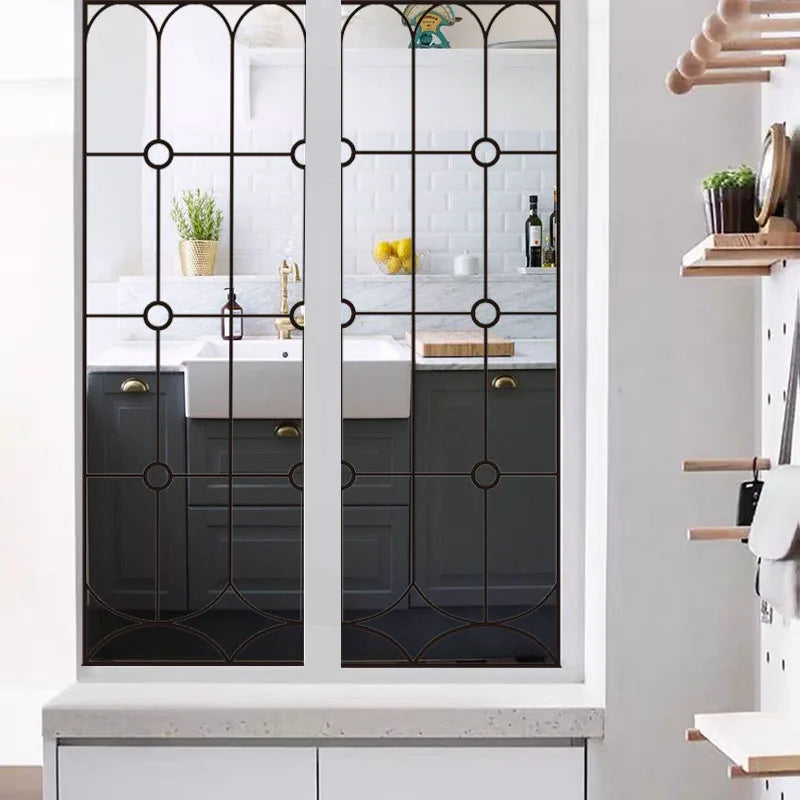 2 Double Sided Stained Glass Film Door Sticker,Decals Window Film,Alert Birds,Dogs,Kids,Guests.Warn Protect Safety Static Cling