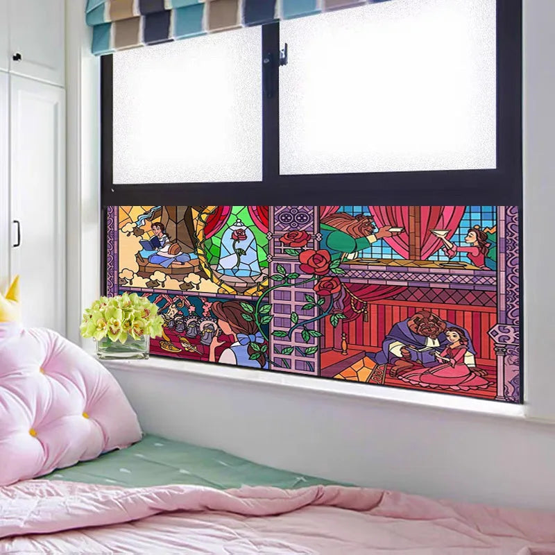 Custom Size Stained Glass Window Film, Frosted Glass Sticker, Kitchen, Kids Room, Door, Bathroom, Home Decor