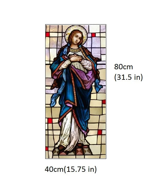 Stained Privacy Window Film Frosted Window Sticker Vinyl Glass Films For Home Office Church Madonna Mary Picture