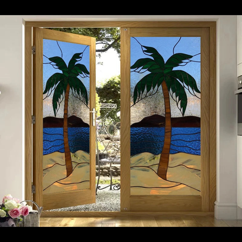 Window Film Frosted Stained Glass Films,Customized Static Cling Church Crosses Picture,Privacy Sticker for Office Home Decor