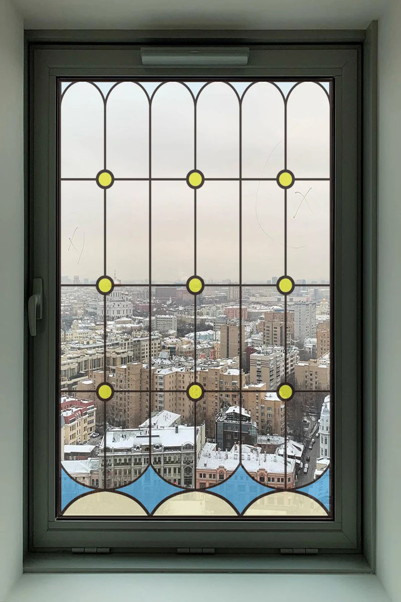 2 Double Sided Stained Glass Film Door Sticker,Decals Window Film,Alert Birds,Dogs,Kids,Guests.Warn Protect Safety Static Cling