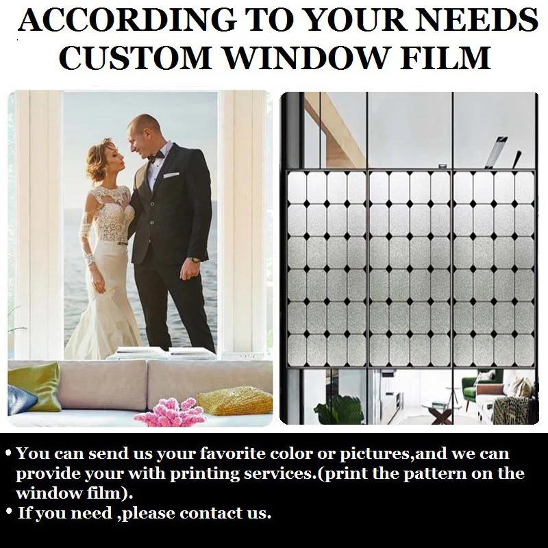 Custom Size Stained Glass Window Film Frosted No Glue Static Cling Privacy Sticker For Home Decoration For Kitchen Door Bathroom