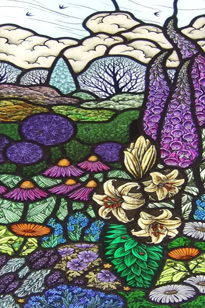 Custom Size Stained Glass Films,Frosted Privacy, Static Cling Poster, Retro Tree Scenic Color Printing Window Film Door Stickers