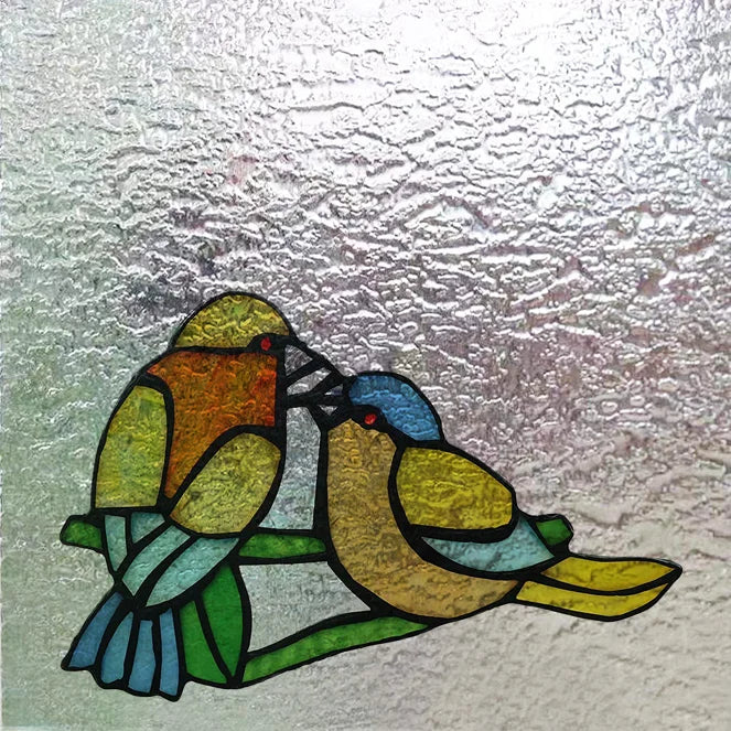 Customized Tiffany Style 3D Stained Glass Window Film,Static Cling Door Sticker,Privacy Frosted Window Decal for Glass Home