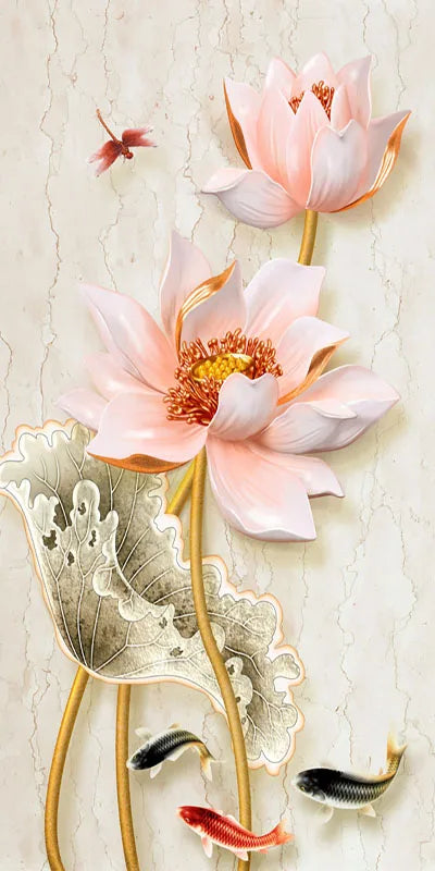 Stained Glass Door Stickers, Opaque Self-Adhesive, Lotus Poster for Kitchen, Bedroom, Bathroom, Customized Size