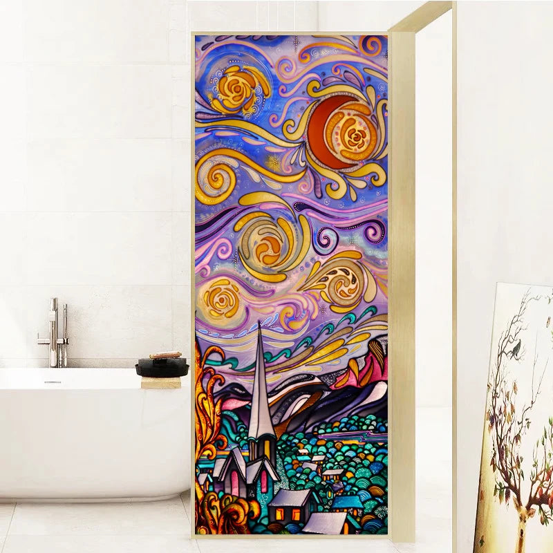 Custom size Window Film Poster Static Cling Frosted Stained Glass Sticker For Bathroom Sliding Door Kitchen Cupboard Home Decor