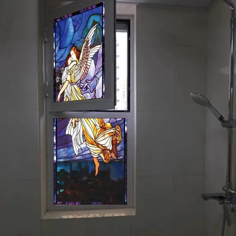 European Church Jesus,Angel Glass Films Stained Window Opaque Frosted Sticker Self Adhesive/Static Cling  Privacy do custom size