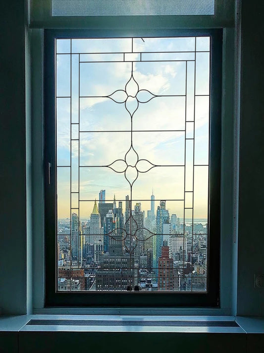 Custom Size Stained Glass Window Film Transparent Glass Sticker Static Cling Rose Sakura Print Office Home Decor Bedroom Door