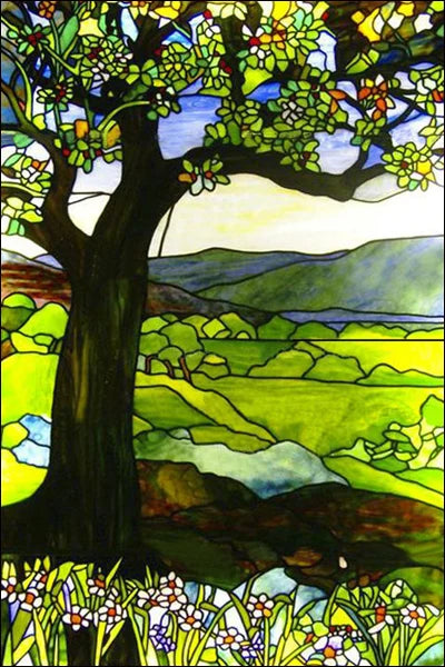 Custom Size Stained Glass Window Film Decorative Frosted Privacy Sticker Non Adhesive Static Cling Removable Retro Village Life