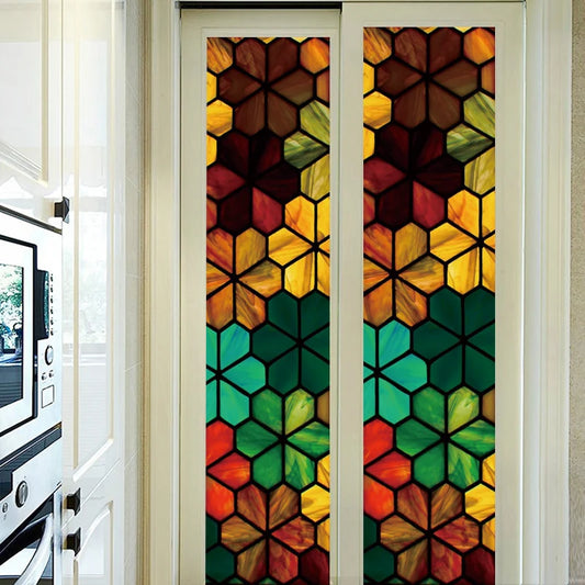 Custom Size Stained Glass Window Film Frosted Privacy Retro European Church Style Colorful For Bathroom Door Cupboard Sticker