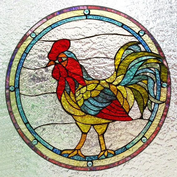 Custom 3D Frosted Stained Glass Window Film, Static Cling,Retro Church Jesus Birds Cat Home Decor Stickers Rose Window Treatment