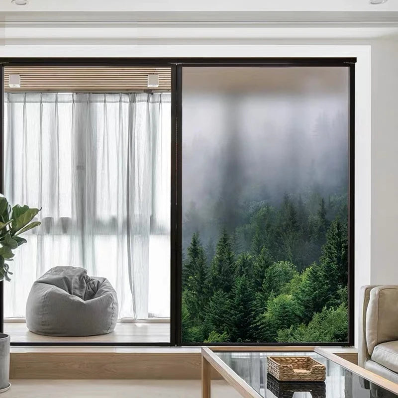 Stained Glass Wndow film Frosted Glass Sticker Forest Self adhesive or Static Cling  Custom Size 50x90cm/pc