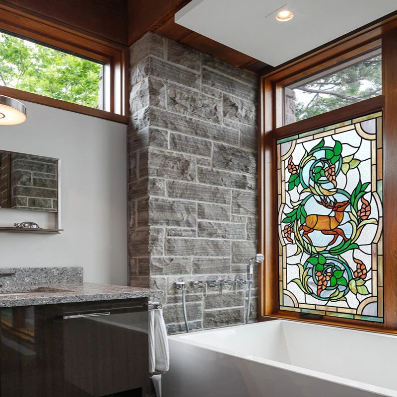 Window Film Frosted Stained Glass Films,Customized Church Home Foil Door Stickers Satic Cling For Bathroom Kitchen Door Skylight