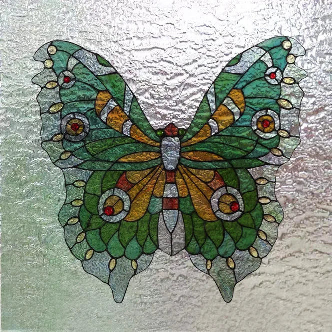 Customized Tiffany Style 3D Stained Glass Window Film,Static Cling Door Sticker,Privacy Frosted Window Decal for Glass Home