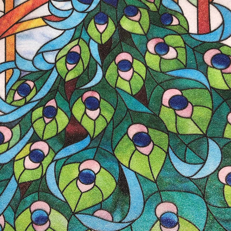 Custom Size Window Glass Films, Peacock Self Adhesive Static Cling, Home Decorative Frosted Privacy Stained, Retro Church Glass