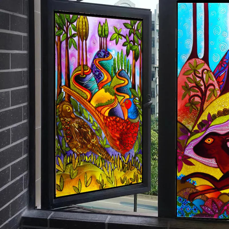 Window Film Frosted Stained Glass Films Customized Privacy Static Cling Sticker For Bathroom Office Cabinet Door Home Decor