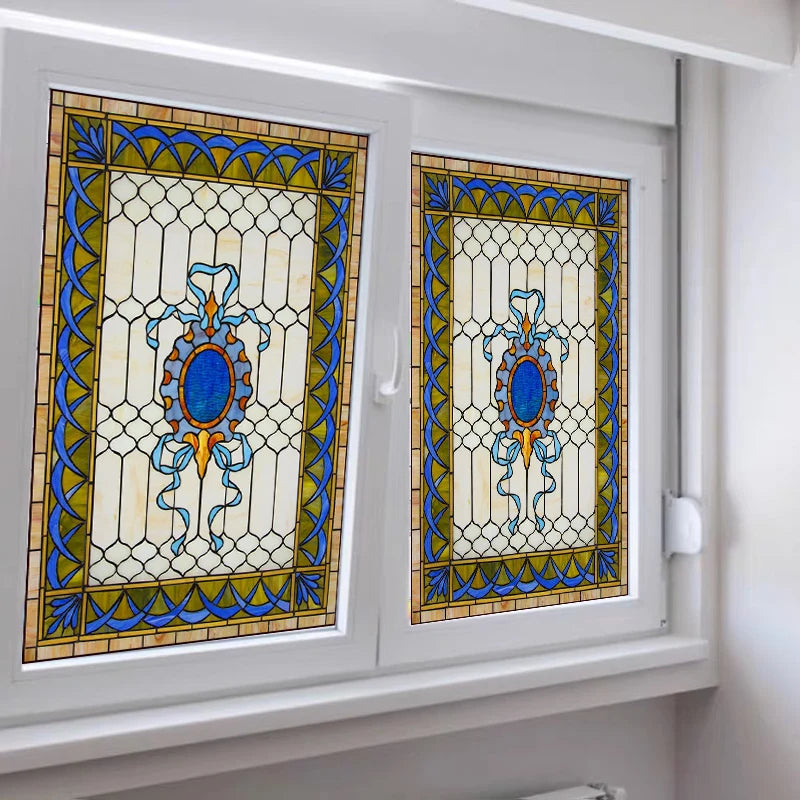 Window Film Frosted Stained Glass Films Customized Victorian-style Static Cling Sticker Kitchen Bathroom Substitute for Curtains