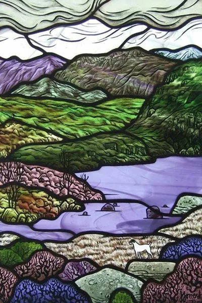 Custom Size Stained Glass Films,Frosted Privacy, Static Cling Poster, Retro Tree Scenic Color Printing Window Film Door Stickers