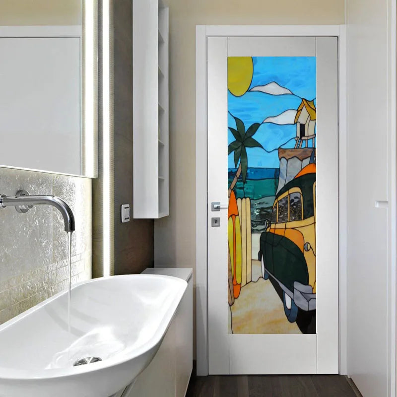 Window Film Frosted Stained Glass Films,Customized Static Cling Church Crosses Picture,Privacy Sticker for Office Home Decor