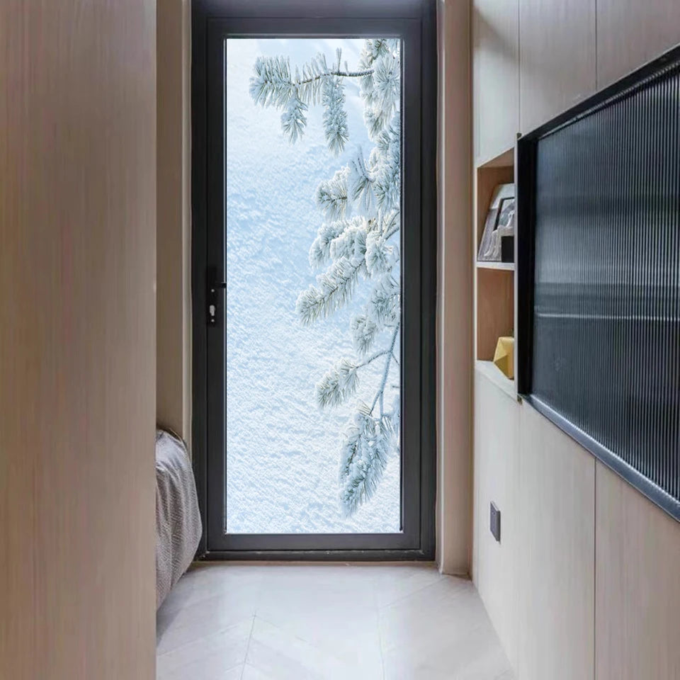 Custom Size Frosted Window Film Privacy Sticker Window Stickers Stained Glass Opaque Static Cling Snow in Winter-Cool in Summer