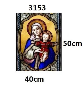 Custom size Stained Glass Window Film Jesus Virgin Mary,Home decor Frosted foil door stickers ,PVC self-adhesive poster