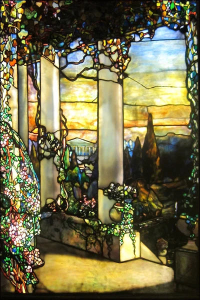 Custom Size Stained Glass Window Film Decorative Frosted Privacy Sticker Non Adhesive Static Cling Removable Retro Village Life